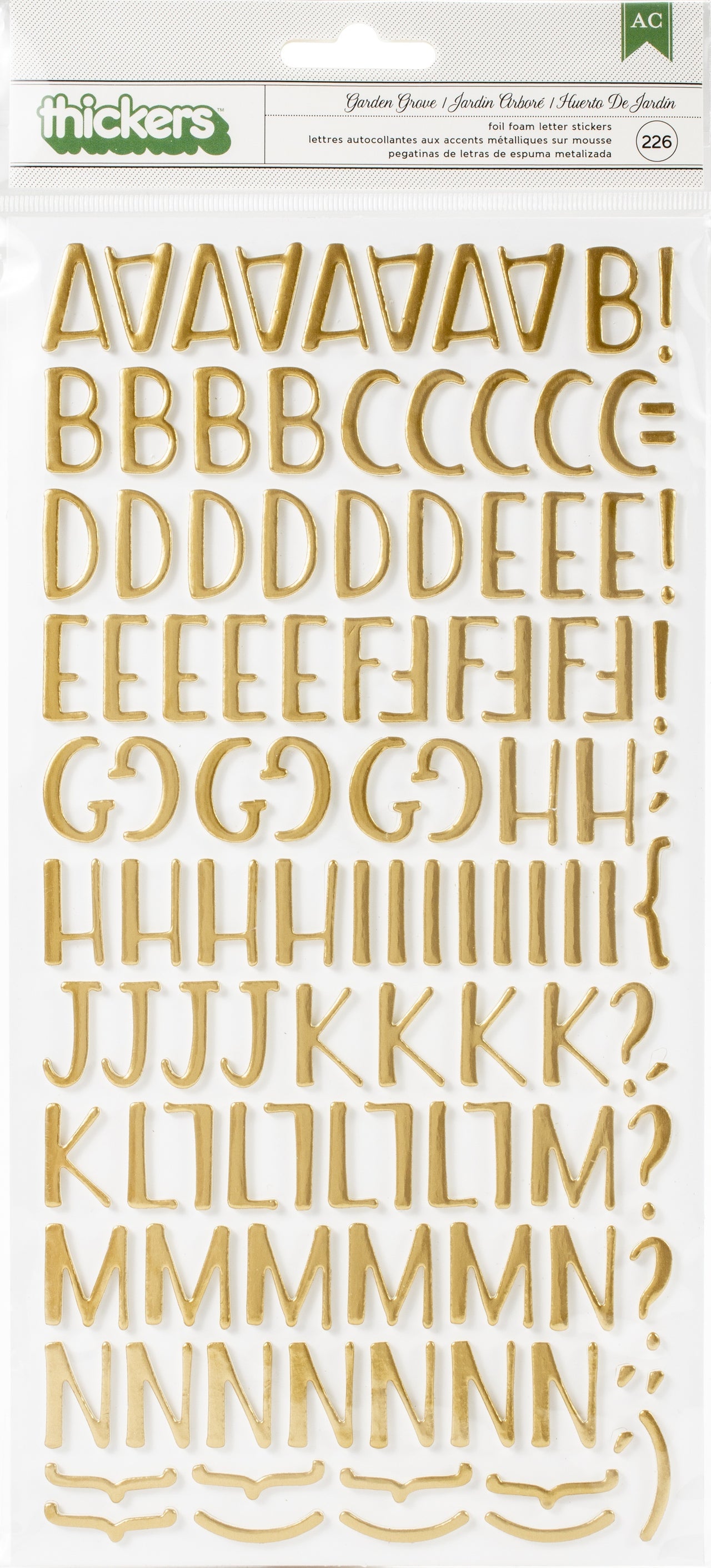 American Crafts Chipboard Alphabet Stickers - Garden Grove, 226/Pkg