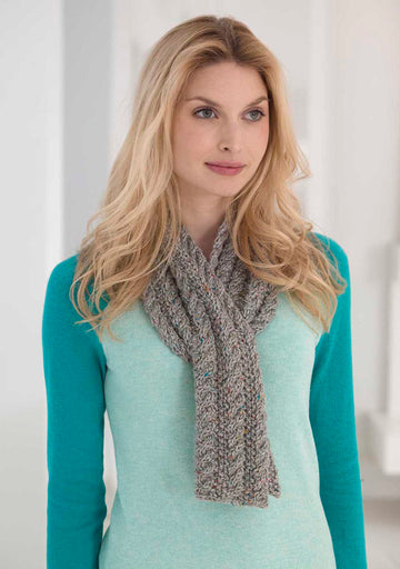 Cabled Tweed Scarf in Lion Brand Heartland - L32416