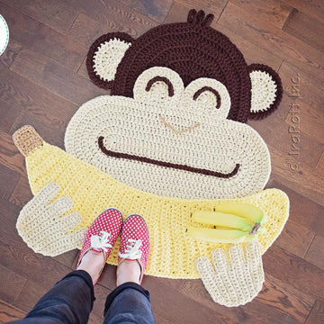 Chip the Chimpanzee Banana Monkey Rug
