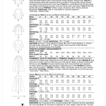 Vogue Misses' Blouse, Skirt and Belt V1863 - Sewing Pattern