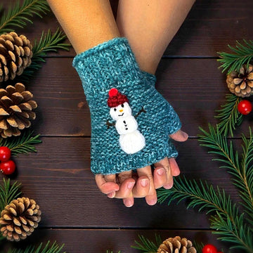 Snowman Fingerless Gloves