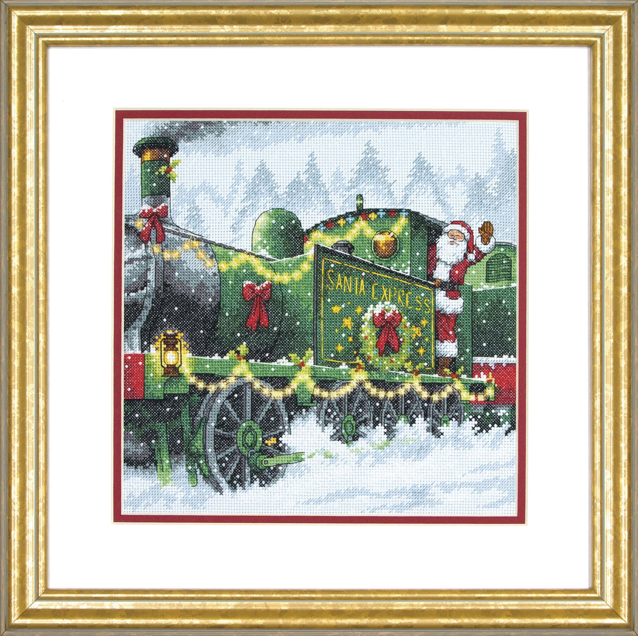 Dimensions Counted Cross Stitch Kit: Santa Express - 25cm x 25cm (9.8 x 9.8in)