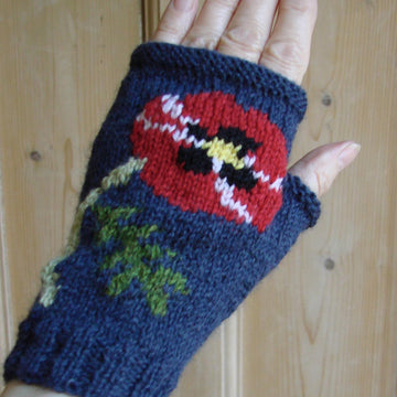 Poppy fingerless mitts/gloves