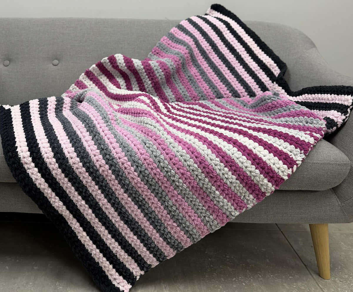 Perfect Phasing Striped Crochet Blanket