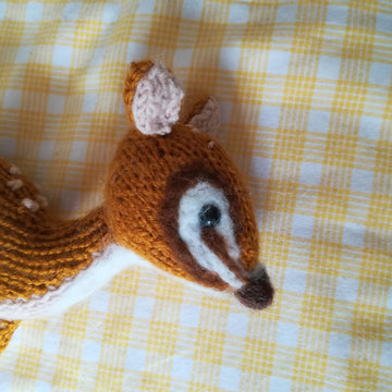 Toy Knitting Patterns -Knit Deer baby soft toy from yarn, knitting gift