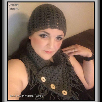 Crochet pattern childs adults  hat & neck warmer UK & USA Terms #401