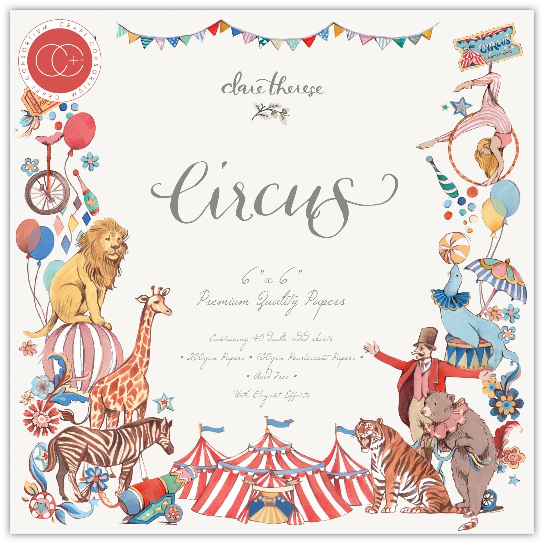 Craft Consortium Double-Sided Paper Pad 6"X6" 40/Pkg - Circus
