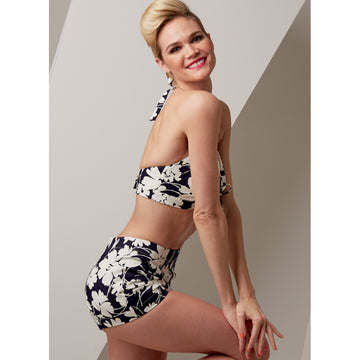 Vogue Misses' Lined Halter Bra and Shorts, and Square-Neck Coverup with Pockets V9255 - Sewing Pattern