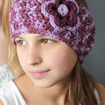 Headband style earwarmer with layered flowers (two sizes)