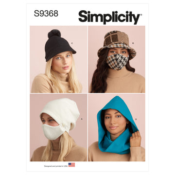 Simplicity Hat and Mask Sets, Hooded Infinity Scarf and Mask S9368 - Sewing Pattern