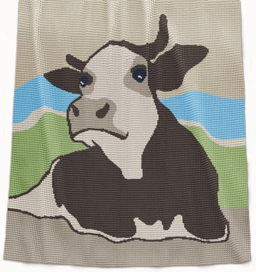 CROCHET Lap Blanket - Cow - 40” (100cm) x 50” (125cm)