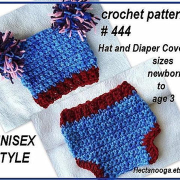 444, BABY DIAPER COVER AND HAT SET
