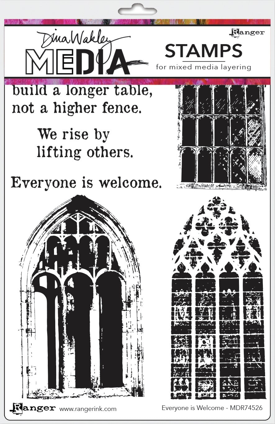 Ranger Dina Wakley Media Cling Stamps 6"X9" - Everyone Is Welcome