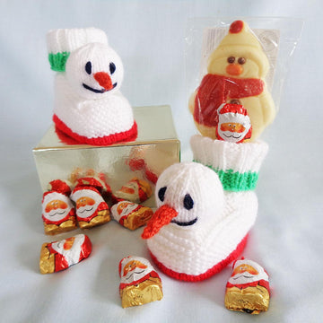 Snowman and Reindeer Baby Booties