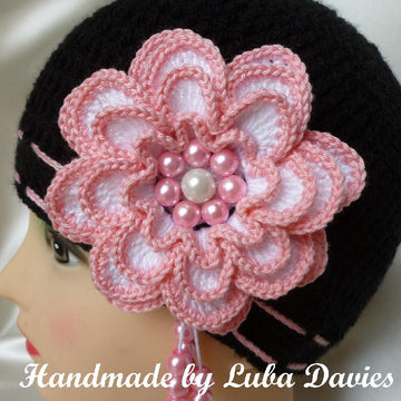 MISS ROSY crocheted hat for girls with big 4 layers flower
