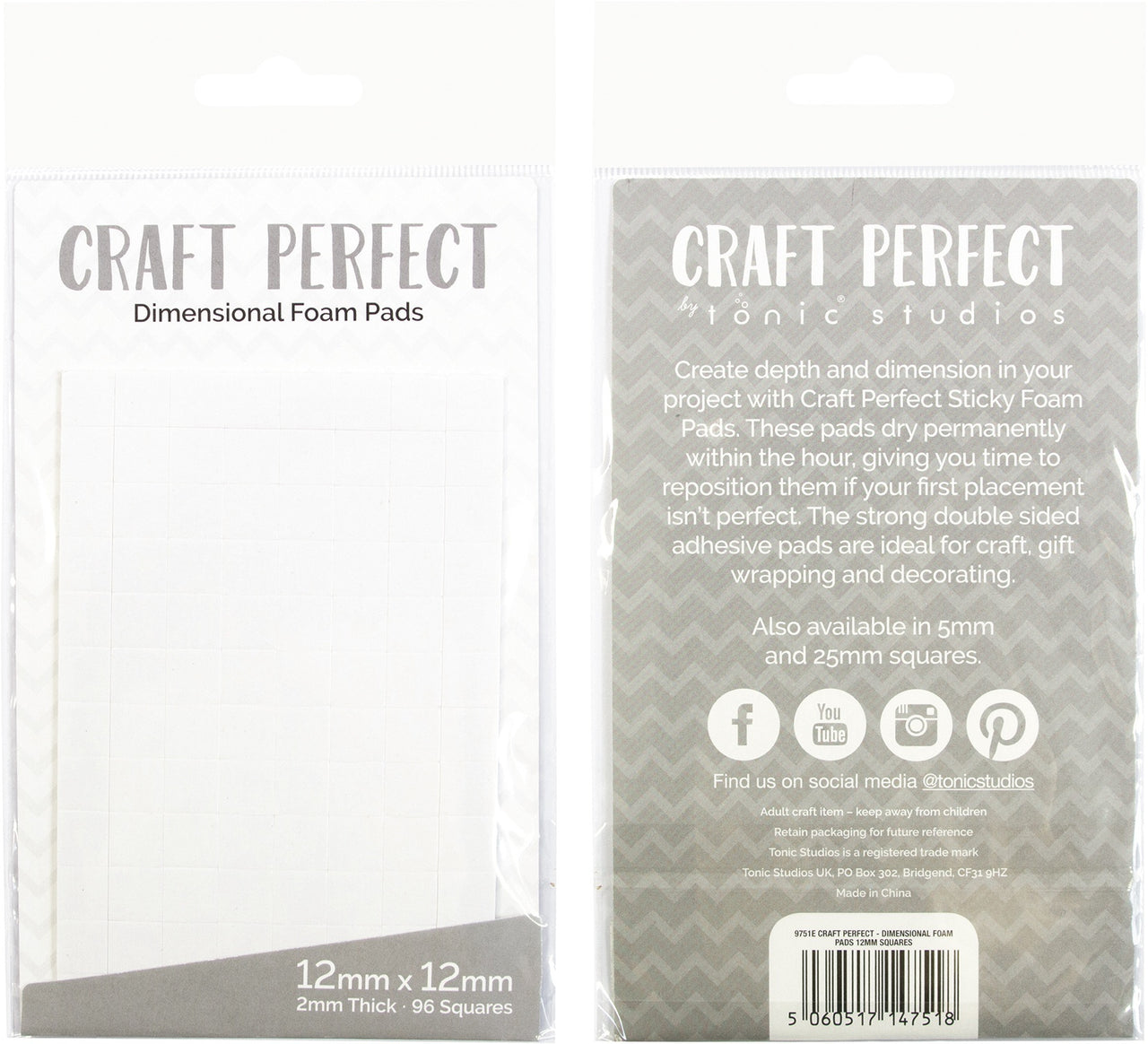 Tonic Studios Craft Perfect Dimensional Foam Pads 12mmX12mm - 587581