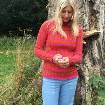 Cable and Rib Striped Sweater