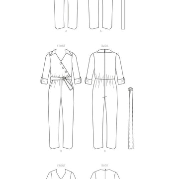 Butterick Misses' Jumpsuit, Sash and Belt B6881 - Sewing Pattern