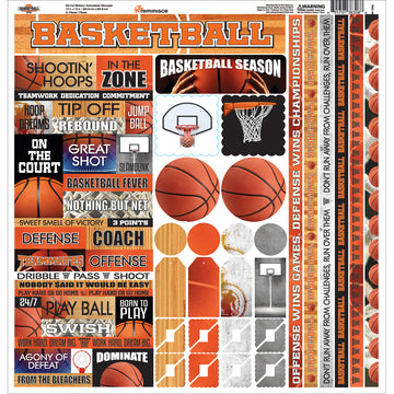 Reminisce Variety Cardstock Stickers 12"x12" - Basketball