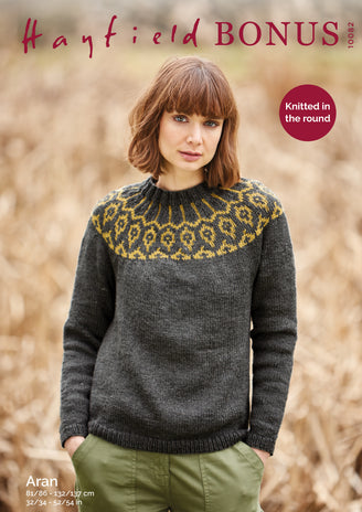 Jumper in Hayfield Bonus Aran 100g - 10082 - Leaflet