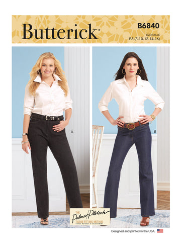 Butterick Misses' & Women's Straight-Leg or Boot Cut Jeans B6840 - Sewing Pattern