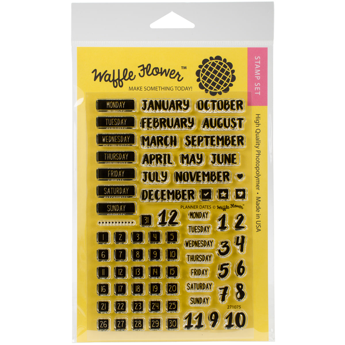 Waffle Flower Crafts Clear Stamps 4"X6" - Planner Dates