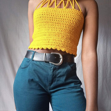 V Distressed Halter Top