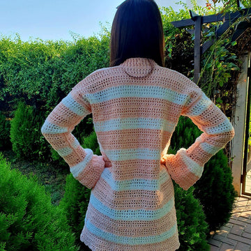 Crochet cardigan with bell sleeves