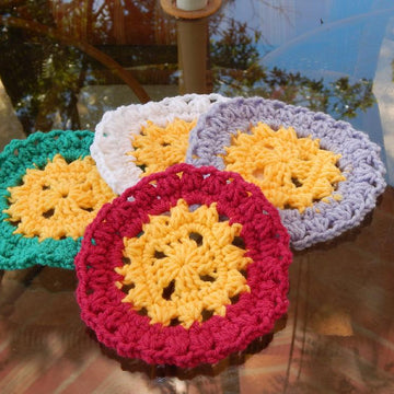Fun In The Sun Granny Square Coaster Mat