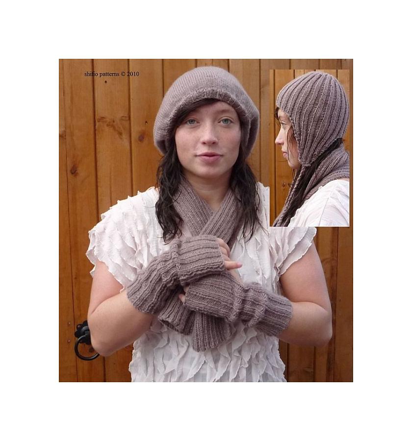 Hat, Wrist Warmers & Scarf Knitting Pattern#155