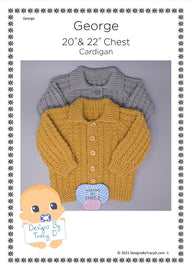 George Baby Cardigan Knitting Pattern size 20" & 22" chest
