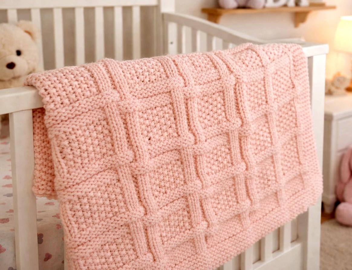 Easy woven knit & purl baby blanket