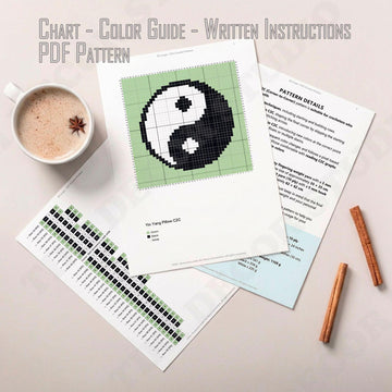 Beginner-friendly C2C Yin Yang Black White Pillow CROCHET PATTERN