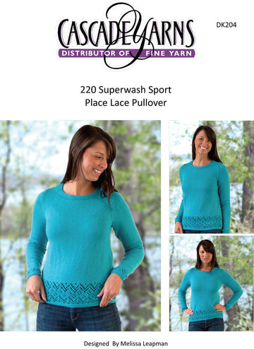 Placed Lace Pullover in Cascade 220 Superwash Sport - DK204