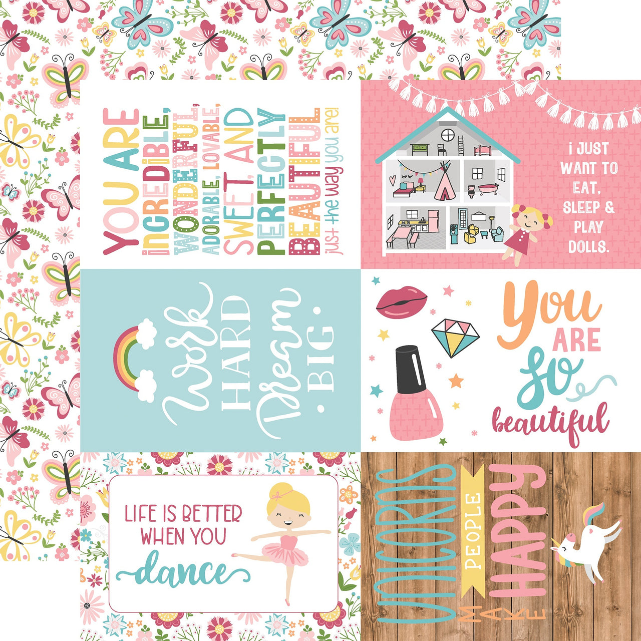 Echo Park Paper All Girl Double-Sided Cardstock 12"X12" 25/Pkg - 4"X6" Journaling Cards