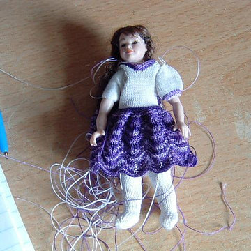 1:12th scale Girls Lace dress with puff sleeves