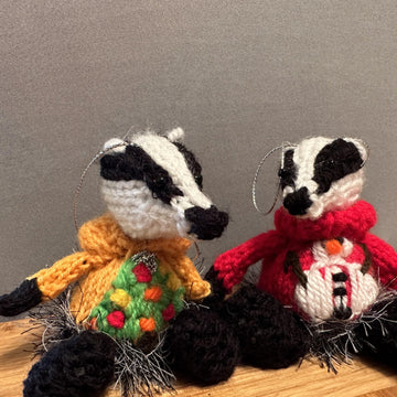 BADGER WEARING CABLE/CHRISTMAS JUMPER/HOODIE FERRERO ROCHER/LINDOR CHOCOLATE COVER/HANGING ORNAMENT