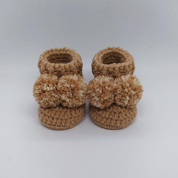 Baby Cuffed Pompom Booties