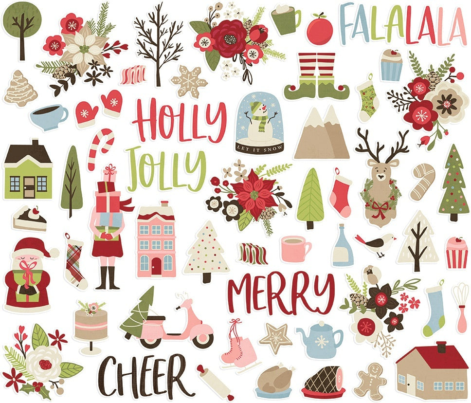 Simple Stories Holly Jolly Bits & Pieces Die-Cuts 59/Pkg - 600402