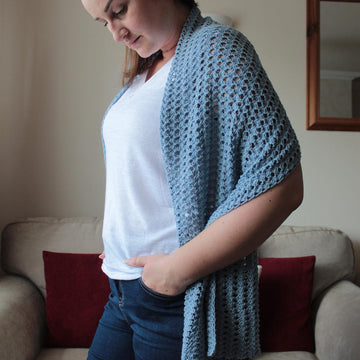 Tunisian Lacy Shell Wrap