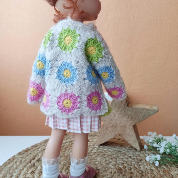 Hippie Flowers Granny Square Cardigan for Paola Reina doll