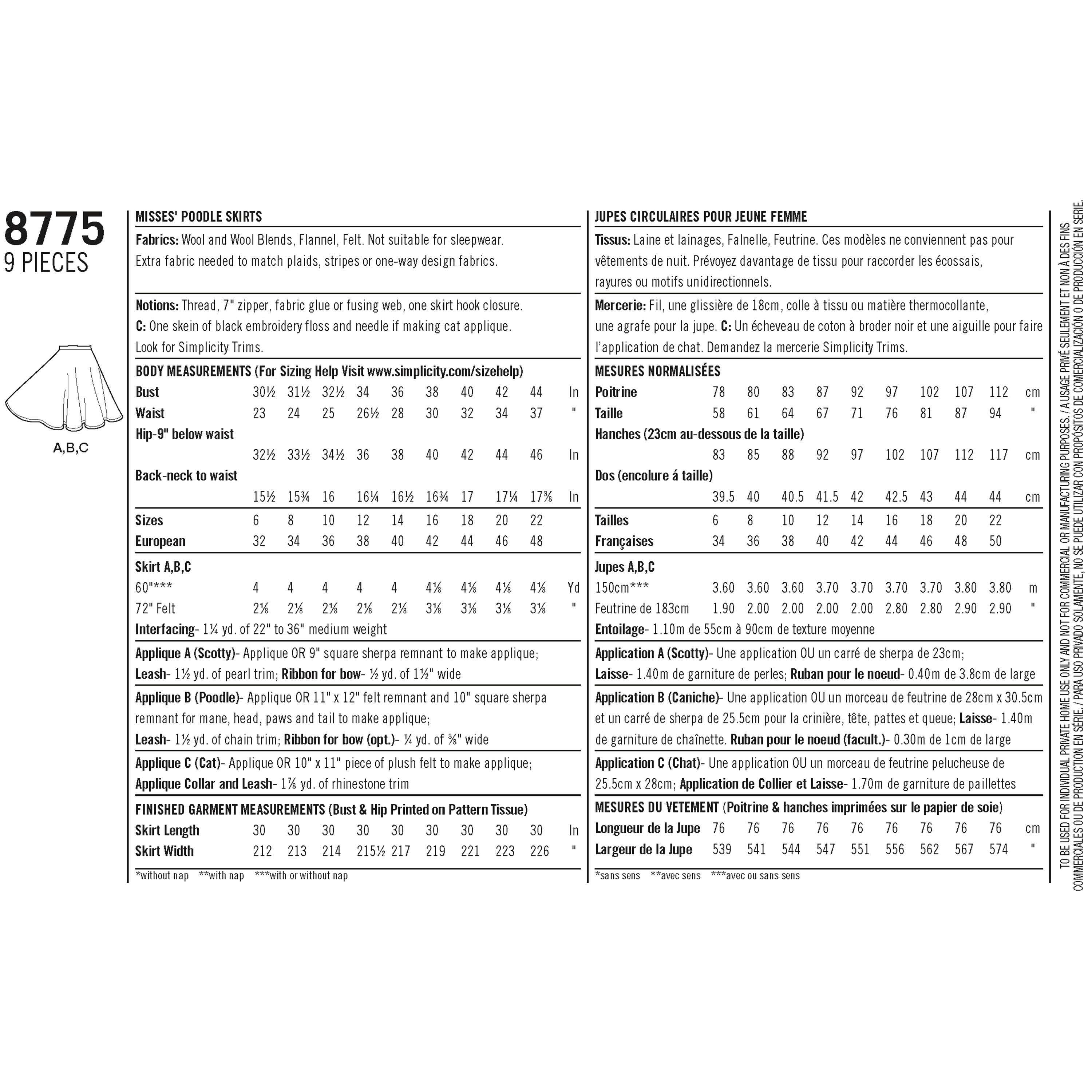 Simplicity 8775 Women's Costumes - Sewing Pattern