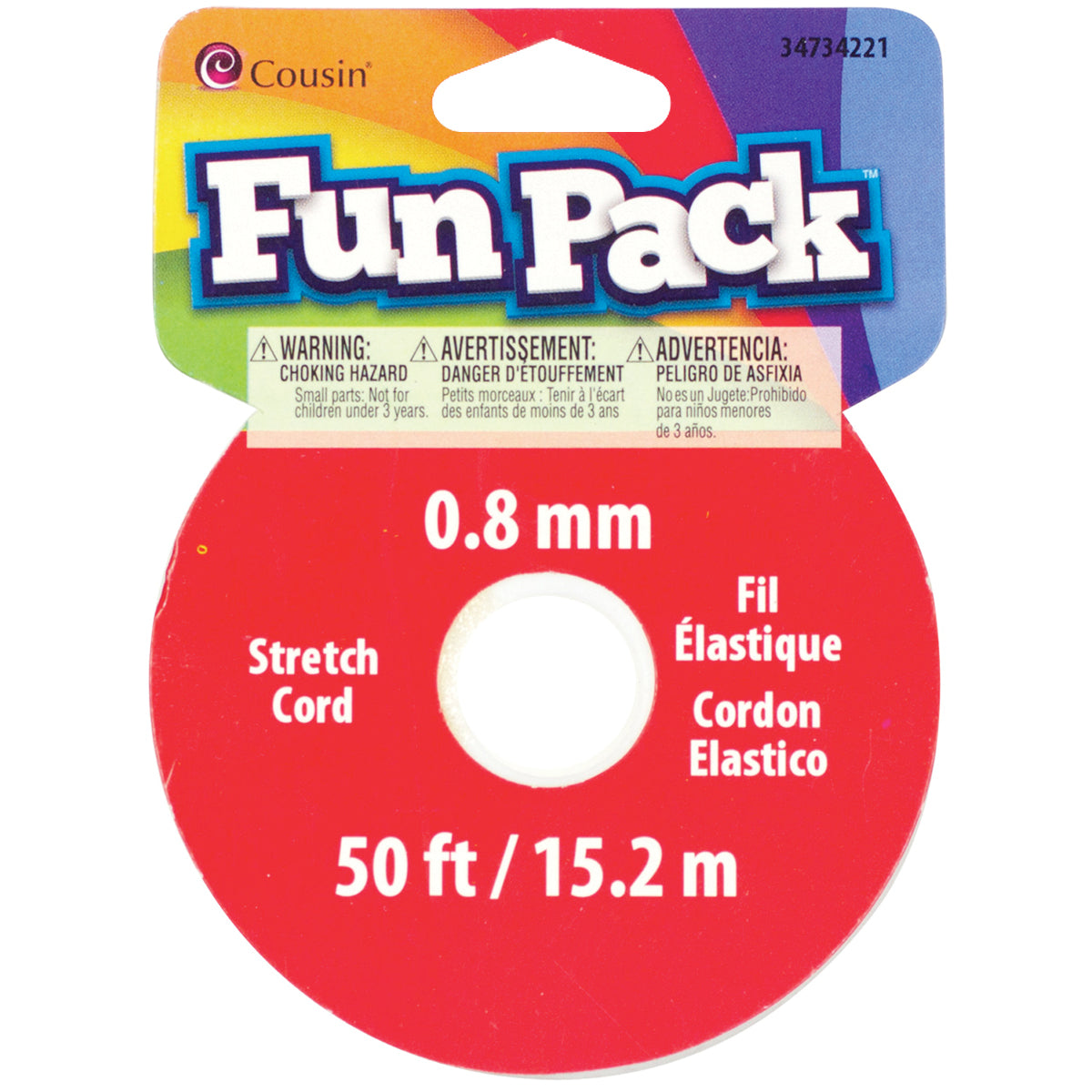 Cousin Fun Pack Stretch Cord Spool .8mmX50' - Clear