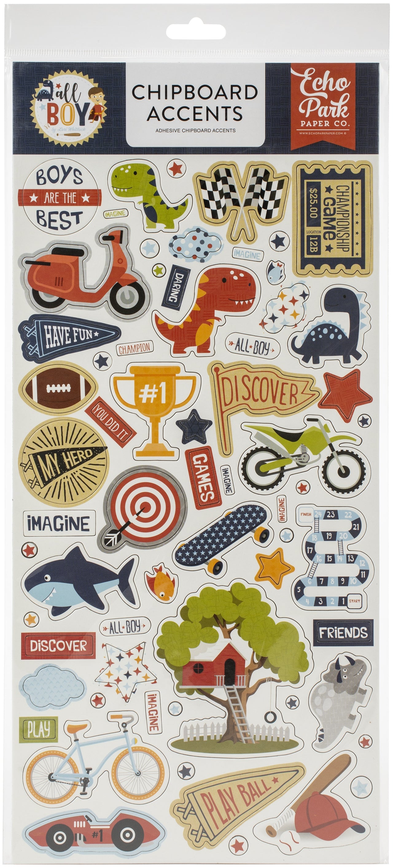 Echo Park Paper All Boy Chipboard 6"X13" - Accents