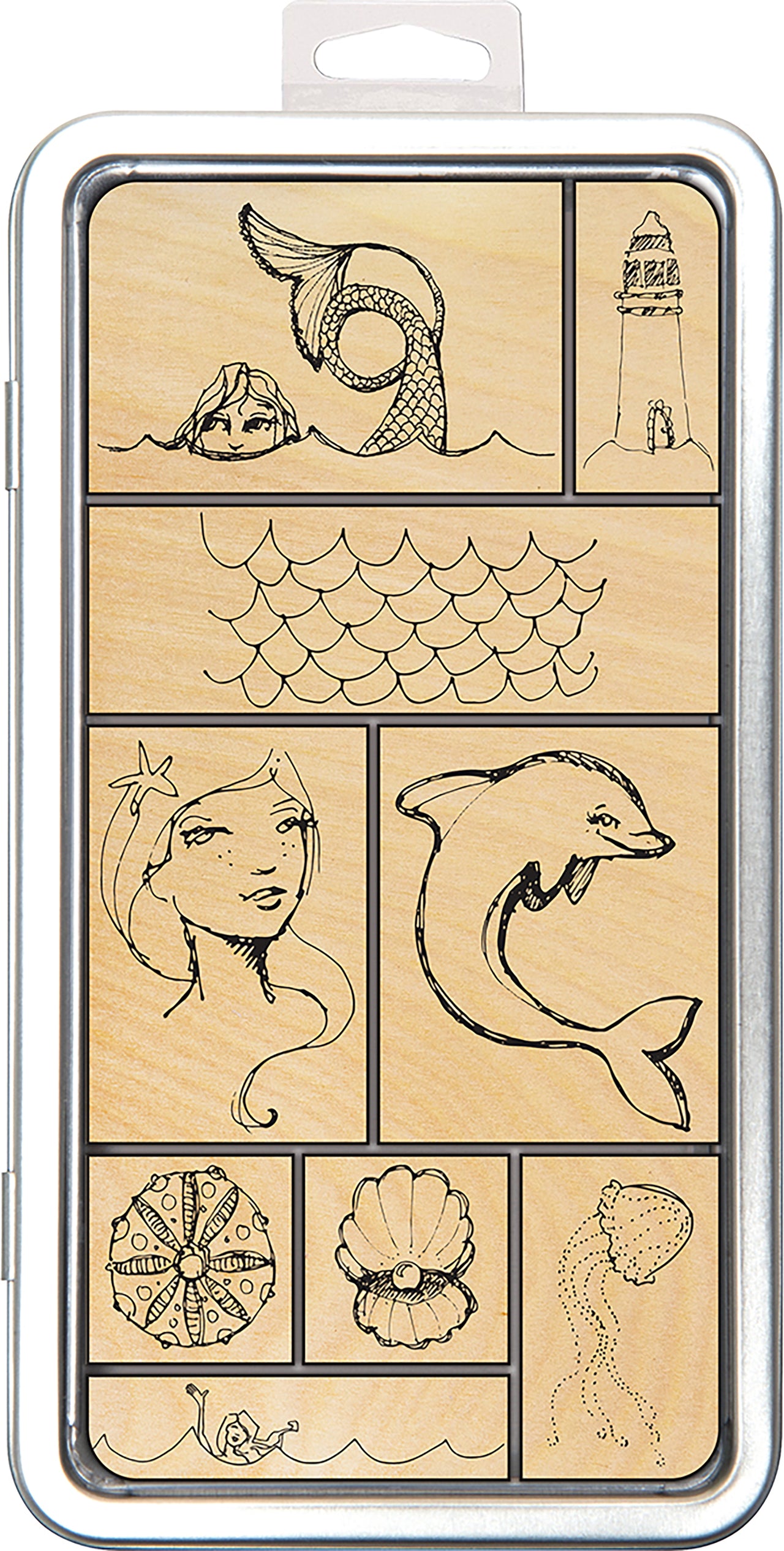 Spellbinders Jane Davenport Artomology Stamp Tin Set - Mermaids