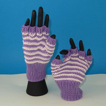 Stripe Pattern Short Finger Gloves