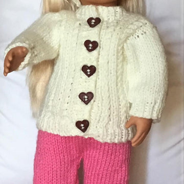 Aran Cardigan and Trousers set 18 inch doll
