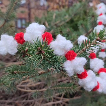 Crochet Christmas Berry & Popcorn Garland