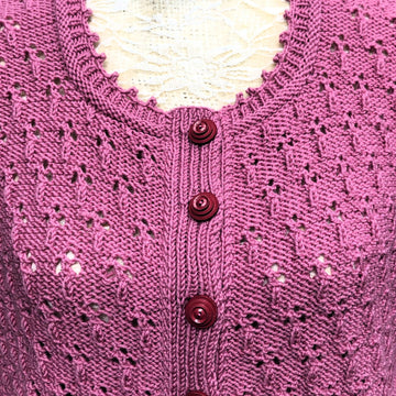 Textured Cardigan with Eyelet Patterning
