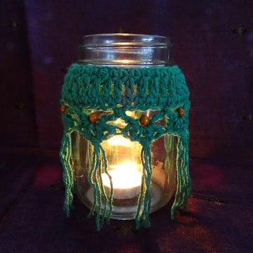 Crochet Beaded Candle Cozy Trio
